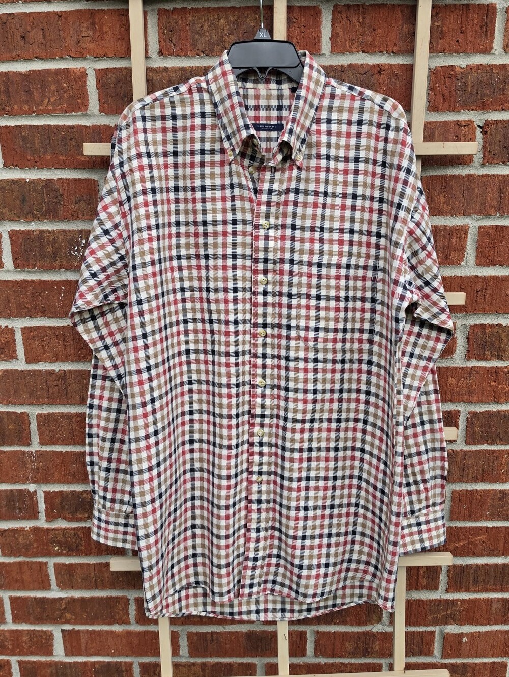 Burberry London mens XLT tall MADE IN USA check‎ dress shirt